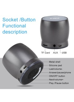 EWA EWA A150 Portable Mini Bluetooth Speaker Wireless Hifi Stereo Strong Bass Music Boom Box Metal Subwoofer, Support Micro SD Card & 3.5mm AUX (Silver)  - Image 3