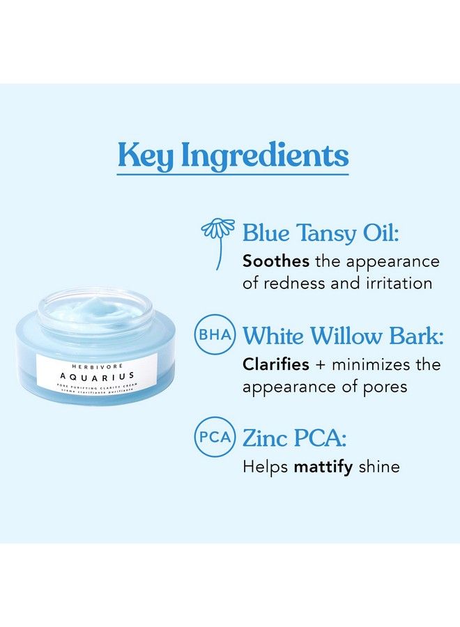 HERBIVORE Botanicals Aquarius Pore Purifying Clarity Cream Daily Moisturizer With Bha To Clean Pores And Balance Skin For A Soft Matte Finish (1.7 Oz) - Image 4