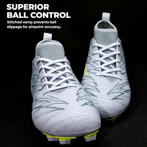 Nivia Encounter Pro 11 Football Stud for Men, Synthetic Leather Upper with Double Color TPU Sole, Ideal for Hard and Grassy Surfaces, Comfort Grey, UK03 - Image 2