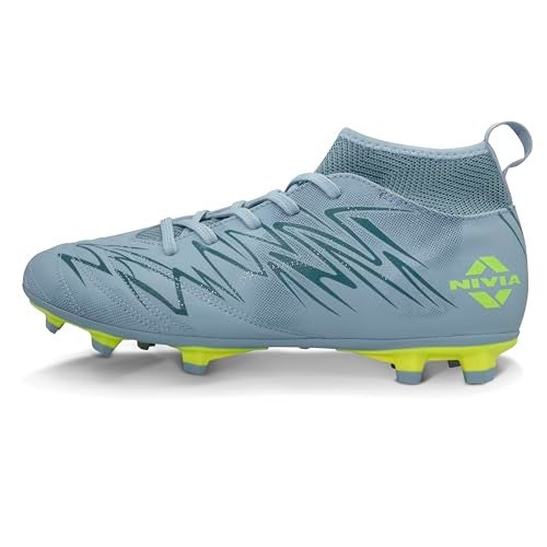 Nivia Encounter Pro 11 Football Stud for Men, Synthetic Leather Upper with Double Color TPU Sole, Ideal for Hard and Grassy Surfaces, Comfort Grey, UK03 - Image 1