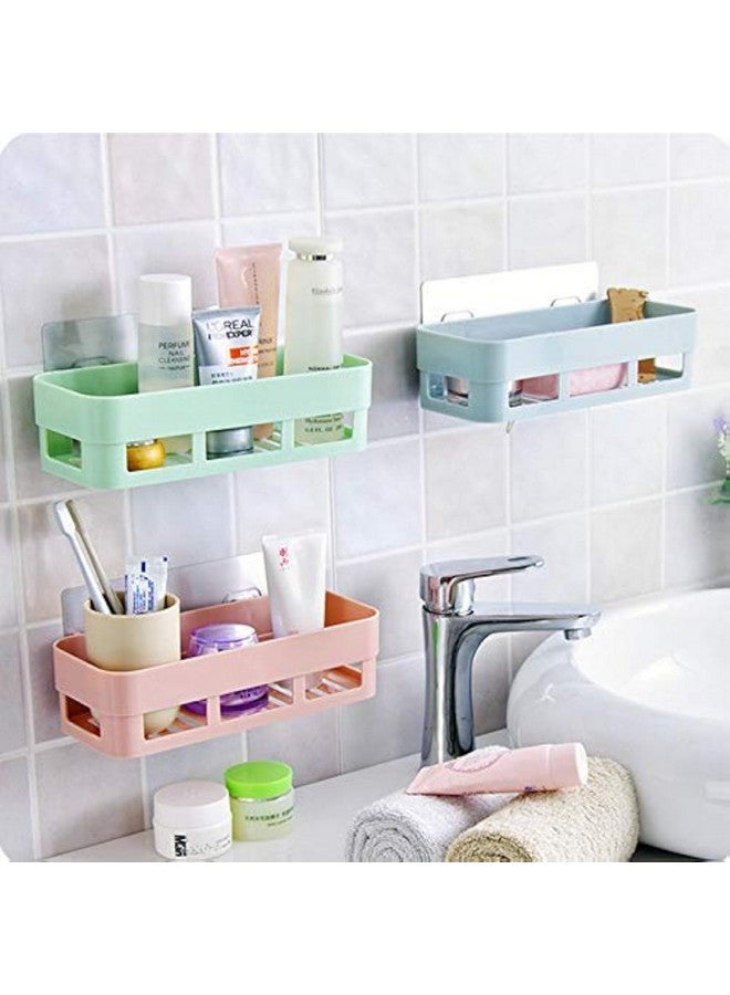 HOME CUBE Multipurpose Strong Magic Sticker Matte Plastic Wall Holder Storage Box Shelf for Kitchen Bathroom , Assorted , Set of 2 - Image 1