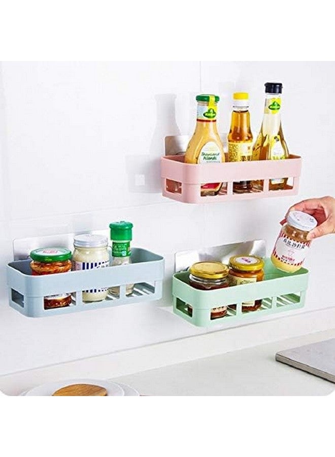 HOME CUBE Multipurpose Strong Magic Sticker Matte Plastic Wall Holder Storage Box Shelf for Kitchen Bathroom , Assorted , Set of 2 - Image 5