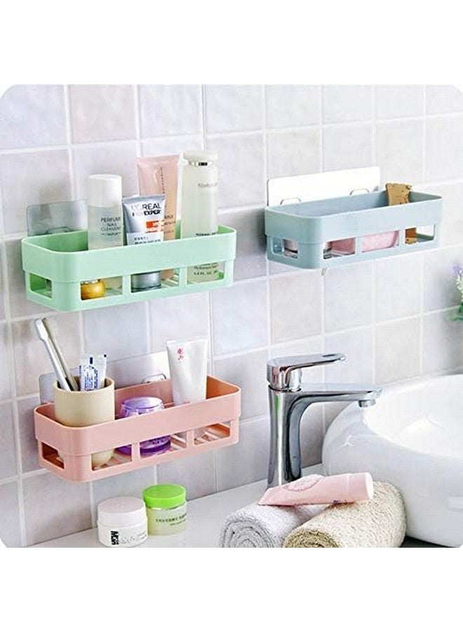 HOME CUBE Multipurpose Strong Magic Sticker Matte Plastic Wall Holder Storage Box Shelf for Kitchen Bathroom , Assorted , Set of 2 - Image 2