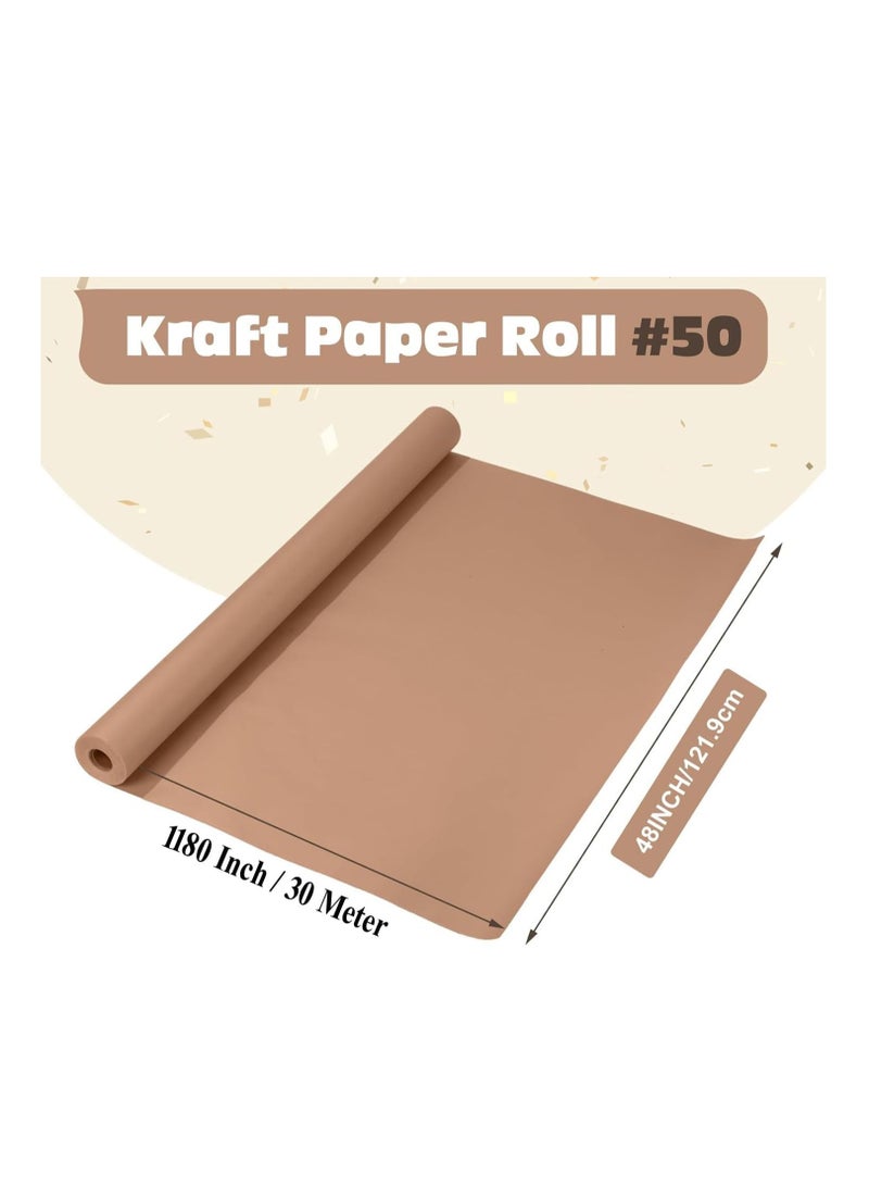 بريميفي 120 سم × 30 م 48 بوصة لفة ورق كرافت بني 48 بوصة × 100 قدم - Image 4