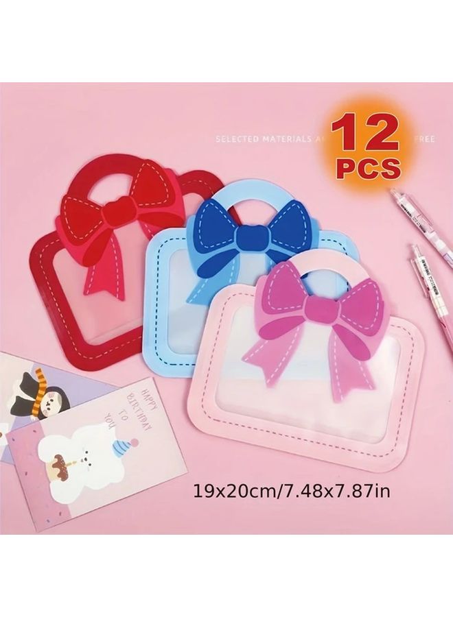 12 حزمة من حقائب الهدايا المحمولة على شكل قوس مزيج من 3 ألوان لتغليف المجوهرات والحفلات - Image 1