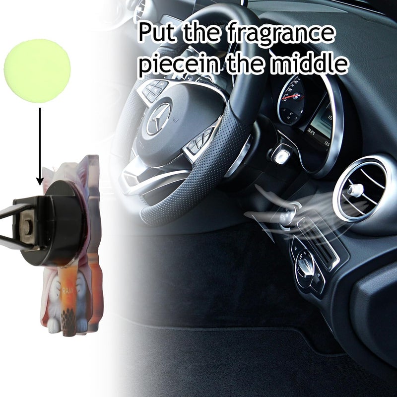 Tabanzhe Cute Cat Car Air Fresheners Vent Clips - 2PCS Kawaii Air Conditioning Outlet Perfume Clip - Image 5