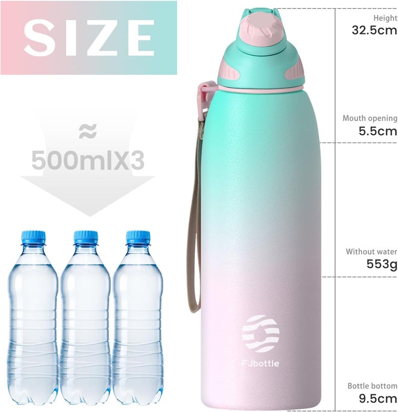FjBottle زجاجة مياه من الفولاذ المقاوم للصدأ من ، سعة 600 مل/800 مل/1 لتر/1.5 لتر، مزودة بغطاء مغناطيسي، خالية من مادة BPA، معزولة حراريًا، مناسبة للرياضة والعمل والسفر. - Image 4