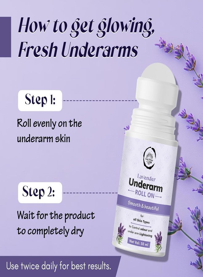 Lavender Underarm Roll On, 50ml, Antibacterial Formula With Skin Lightening, Odor Protection, All Skin Types, Exfoliating Treatment - Image 3