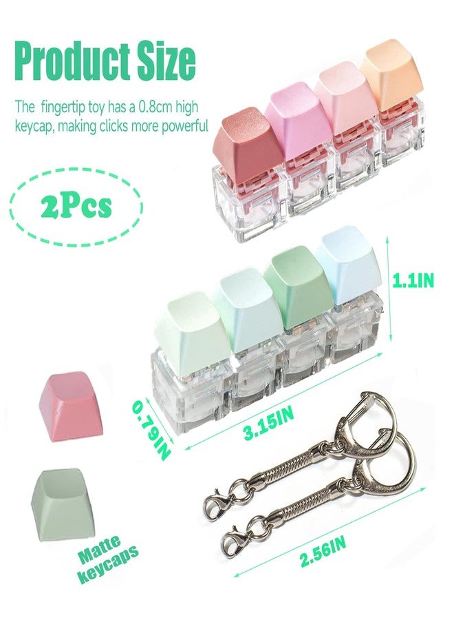 Aeenioy Keyboard Fidget Toy 2PCS, Four Key Mechanical Style Keychain with Snake Chain, Stress Relief Gadget for Office Workers and Students, Portable Anxiety Relief Tool for Commuting and Gaming - Image 2