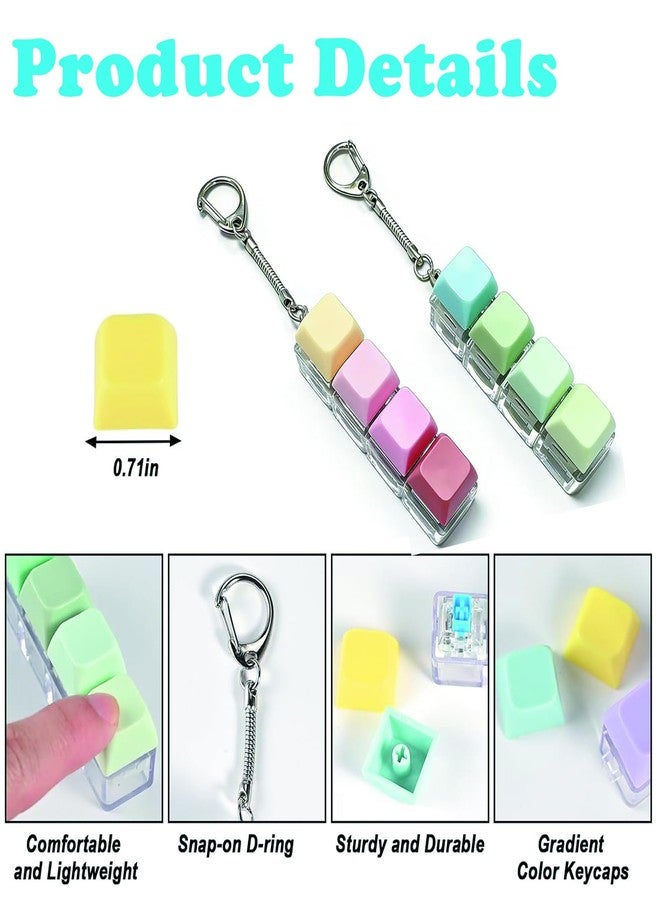Aeenioy Keyboard Fidget Toy 2PCS, Four Key Mechanical Style Keychain with Snake Chain, Stress Relief Gadget for Office Workers and Students, Portable Anxiety Relief Tool for Commuting and Gaming - Image 3