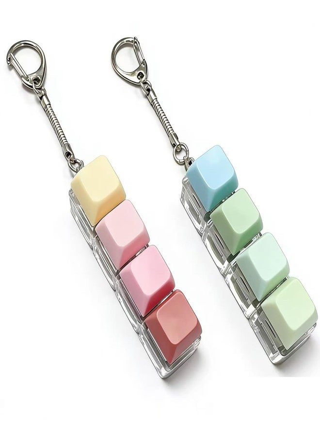 Aeenioy Keyboard Fidget Toy 2PCS, Four Key Mechanical Style Keychain with Snake Chain, Stress Relief Gadget for Office Workers and Students, Portable Anxiety Relief Tool for Commuting and Gaming - Image 1
