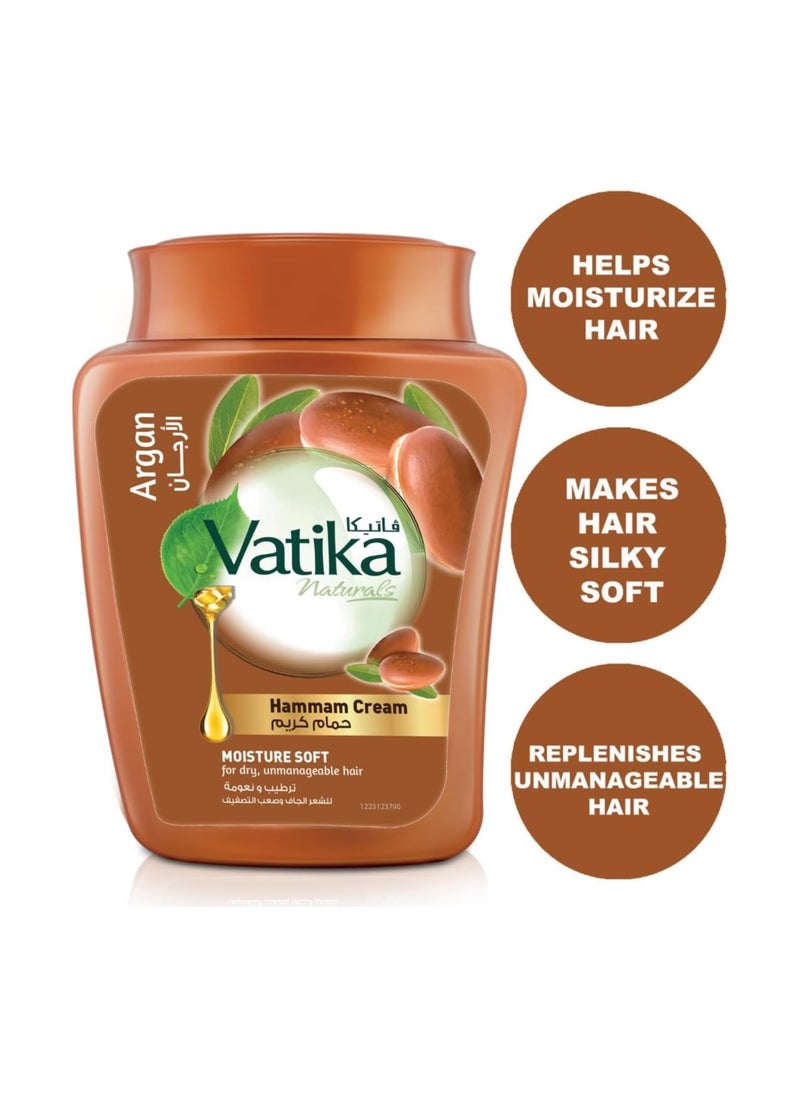 Vatika Hammam Cream 450g | Natural Extracts of Argan | Promotes Volume & Nourishes Hair