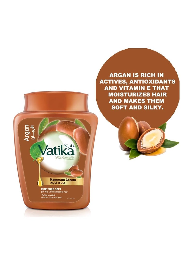 Vatika Hammam Cream 450g | Natural Extracts of Argan | Promotes Volume & Nourishes Hair