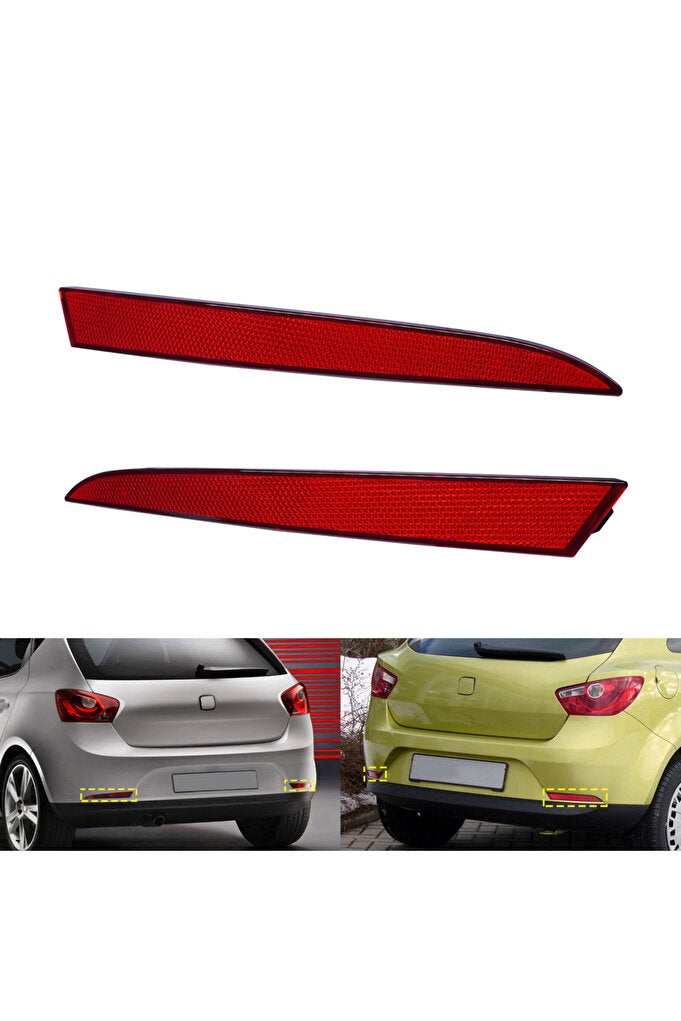rayihni Pair Red Lens Rear Bumper Reflector For Seat Ibiza 6J MK V 2008-2012 N/S & O/S No Light - Image 4