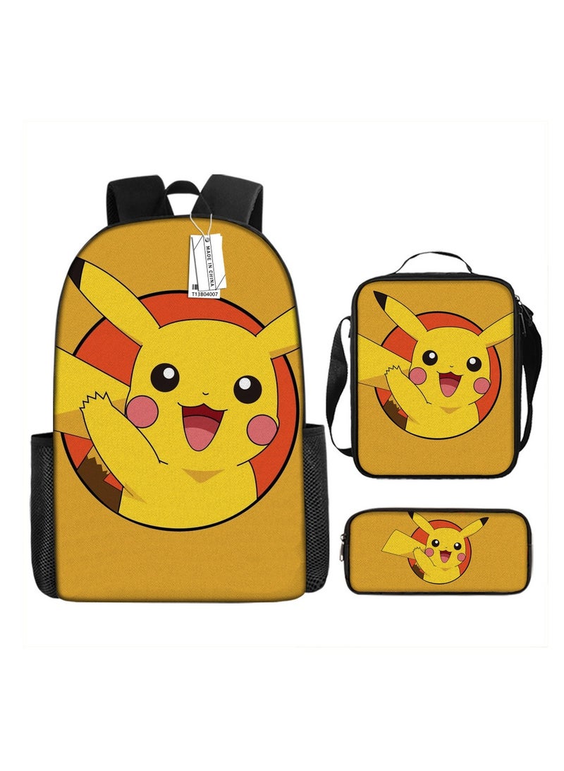 Cartoon Backpack Three-piece Student School Bag