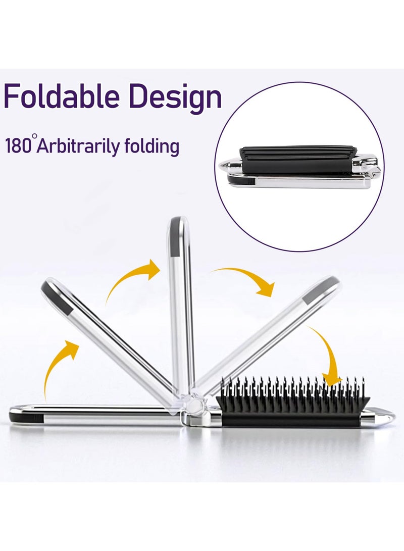 SYOSI 2Pcs Folding Hair Brushes with Mini Mirrors, Collapsible Pocket Size Travel Hair Brushes with Compact Design, Hair Styling Tools for Gym, Trip, Purse, Swimming - Image 3