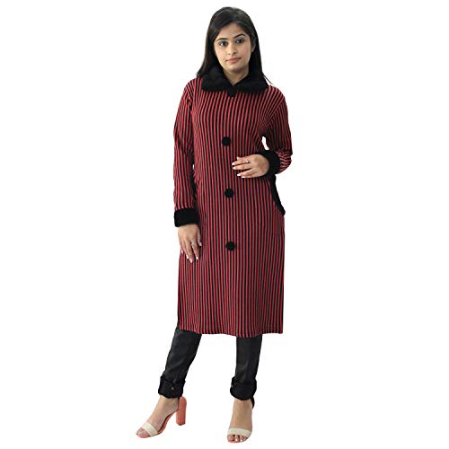 Matelco Women's Wool Straight Straight Fit Kurti for Winters (Ad04Caz45_Black_Parent) (Large, Black) - Image 4
