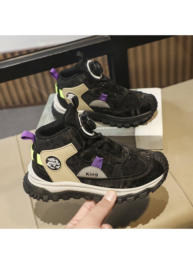Sports Shoes For Boys, Rotating Children's Shoes, Spring And Autumn Dad Shoes, Uni, For Older Children, Soft Sole, New Style With Buttons