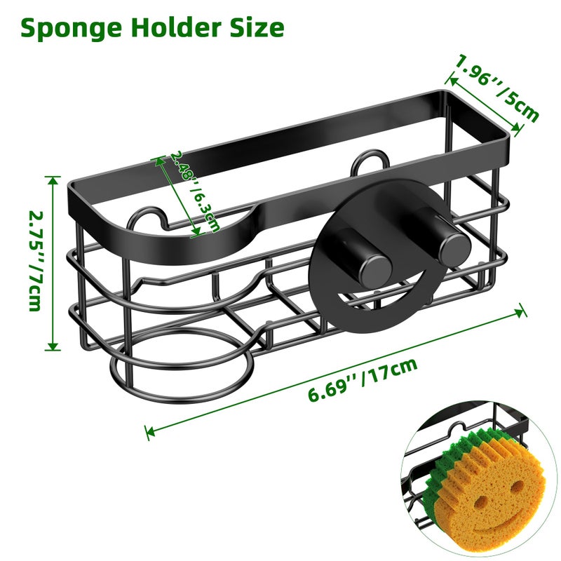 Cisily Smiley Sponge Holder for Kitchen Sink Caddy, Stainless Steel Movable Brush Holder Dish Cloth Hanger, Suction Cup Sink Caddy Organizer Accessories - Image 5