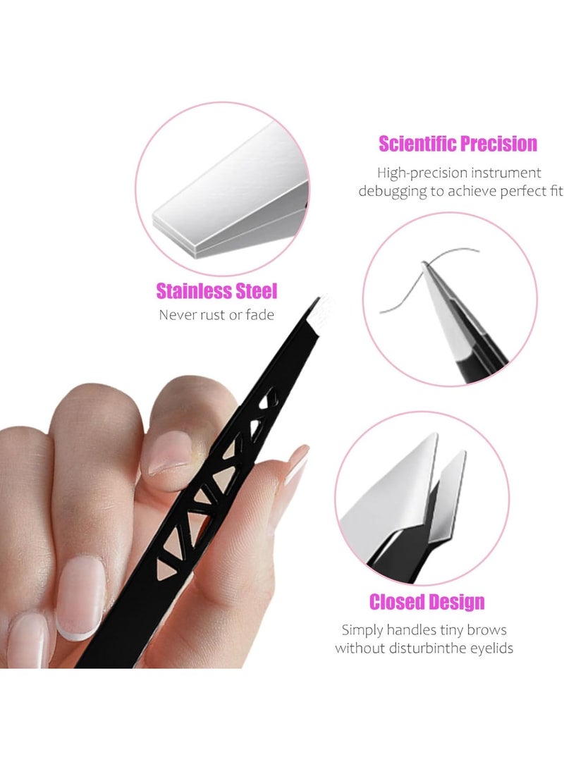 SOLARAE Tweezers Set, 4 Pcs Stainless Steel Lash Tweezers, Hair Plucking Daily Beauty Tools, Precision Tweezer for Ingrown Hair, Facial Hair, Splinter Removal, for Women and Men - Image 4