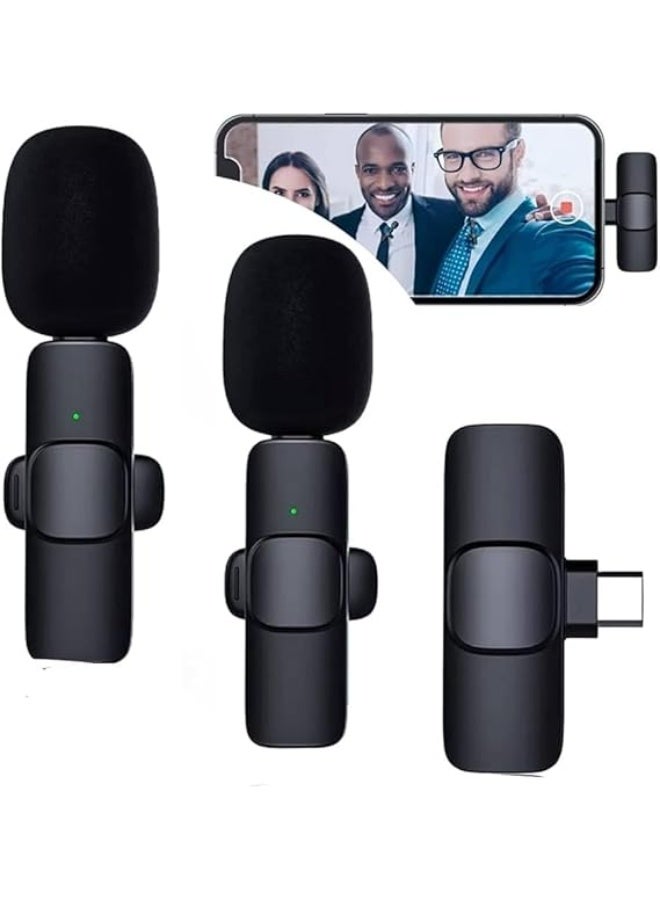 ميكروفون لاسلكي K9 بمشبك تسجيل مزدوج متعدد الاتجاهات مع جهاز استقبال للكمبيوتر المحمول والكاميرا بمدخل أيفون ومدخل اخر من نوع تايب سي لتسجيل الفيديو على YouTube عبر الإنترنت ومكالمات التكبير - Image 2
