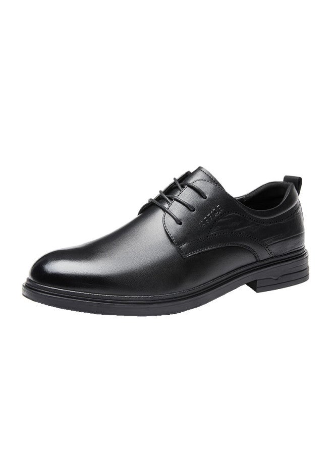 Warrior Men's New Business Black Leather Shoes Wear-resistant Casual Men's Shoes Black Heightening Work Shoes Men