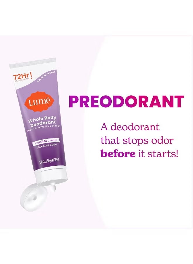 Lume Whole Body Deodorant - Invisible Cream Tube - 72 Hour Odor Control - Aluminum Free, Baking Soda Free, Skin Safe - 3.0 ounce (Lavender Sage) - Image 4