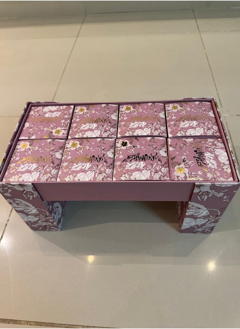 Brides - Eid distribution box consisting of 8 boxes containing - a studded Istighfar ring + a lip balm + a cloth bow medallion - Image 1