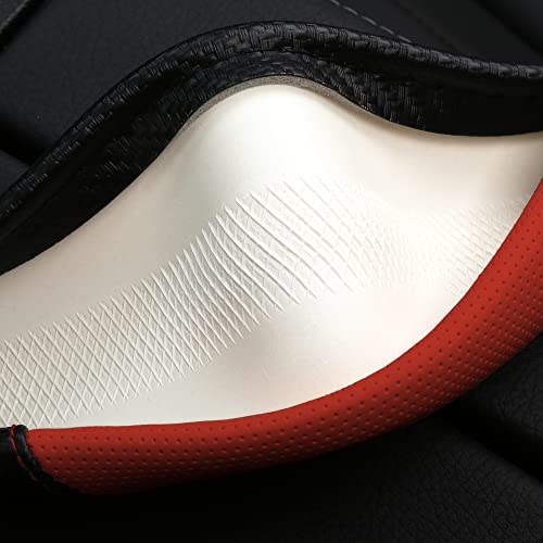 HighnessHwoo Car Steering Wheel Covers for Women Padded Carbon Fiber PU Leather Cute Auto Interior Accessories for Vehicle, Sedan, Universal, Anti Slip, Red, Standard Size 14.5-15"(37-38cm) - Image 5