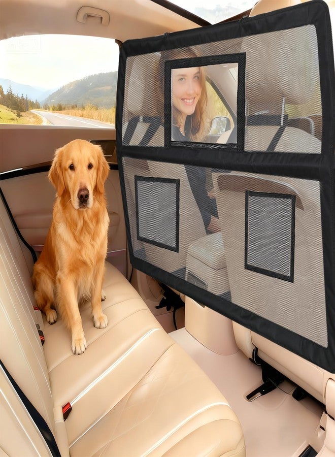 benut 52" Wide Dog Car Barrier with Window & Steel Frame, Universal Fit for Cars, Sedans,SUVs,and Trucks, Car Barrier for Escape-Proof, Vehicle Gate for Dog Travel - Image 1
