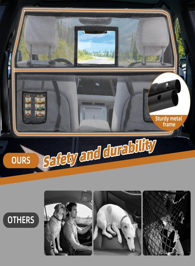 benut 52" Wide Dog Car Barrier with Window & Steel Frame, Universal Fit for Cars, Sedans,SUVs,and Trucks, Car Barrier for Escape-Proof, Vehicle Gate for Dog Travel - Image 4