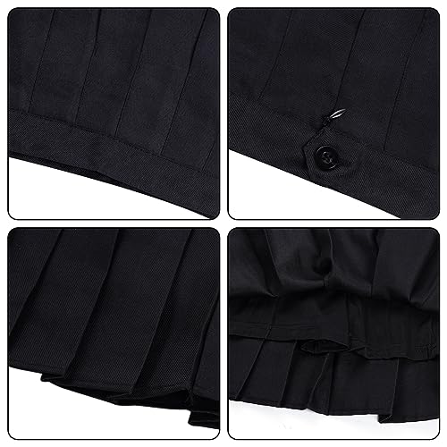 Rbenxia Womens Girl High Waisted Pleated Skirt A-Line Mini Skirt School Uniform Skater Tennis Skirts with Lining Shorts (Black, Medium) - Image 3