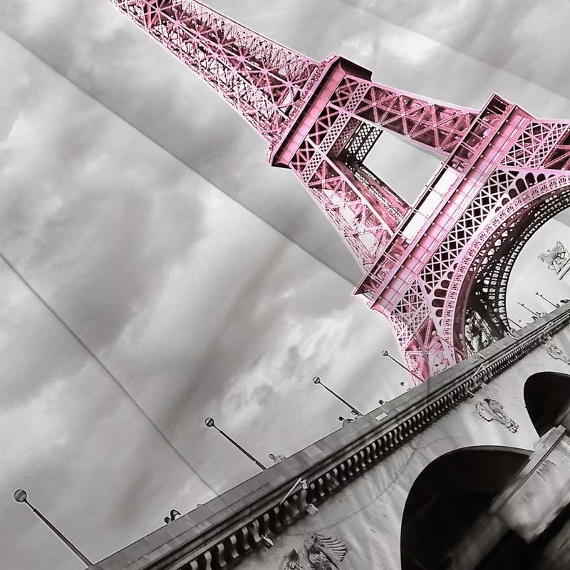 kxry Paris Comforter Set Queen Size Pink Eiffel Tower Seine Bedding French Style Paris Cityscape Quilt for Girls Women 1 Comforter + 2 Pillow Cases - Image 4