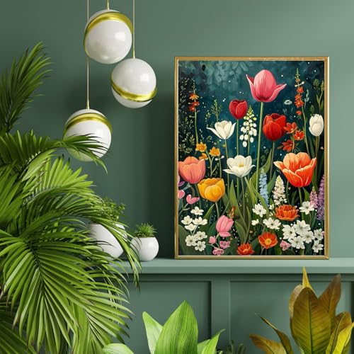 Yanfairy Wildflower Art Painting Kits for Adults Full Drill Diamond Dots Paintings for Beginners Round 5D Paint with Diamonds Pictures Gem Art Painting Kits DIY Crafts Kits 12x16inch - Image 3
