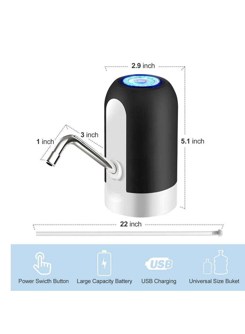 موزع مياه أوتوماتيكي محمول بشحن USB ومضخة كهربائية أبيض/أسود - Image 4