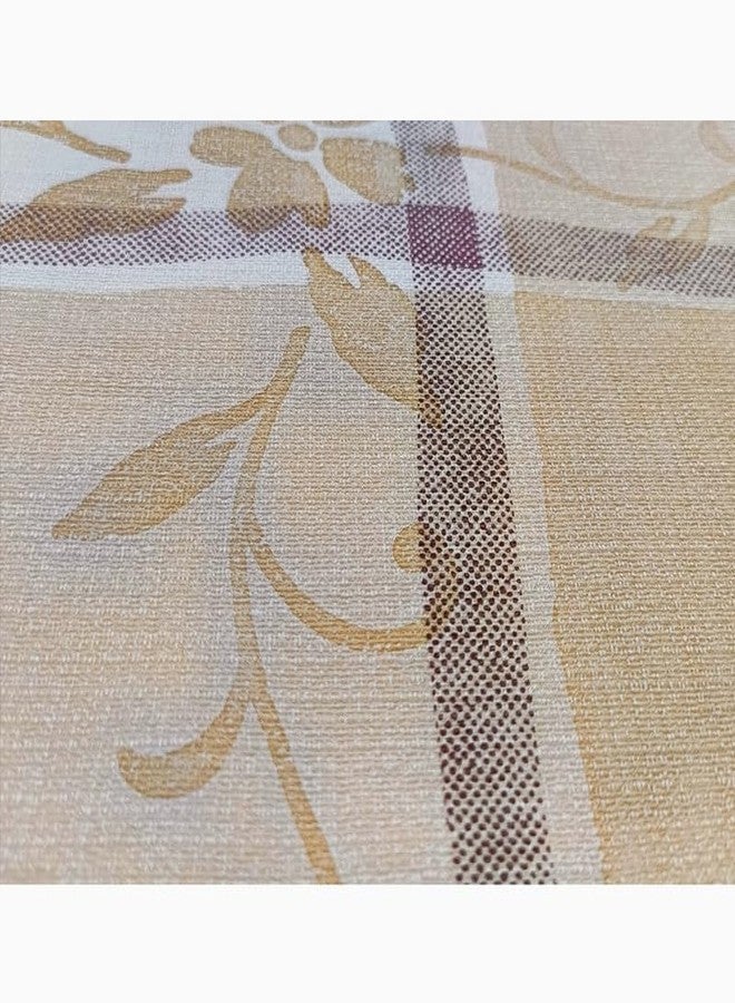 Freelance PVC Vinyl Tuscany Beige Backing Dining Plastic Table Cover Cloth - Waterproof Protector, 4 Seater, Round 60 inches (with White Border Edge Lace) - Product of Meiwa, Japan - Image 3