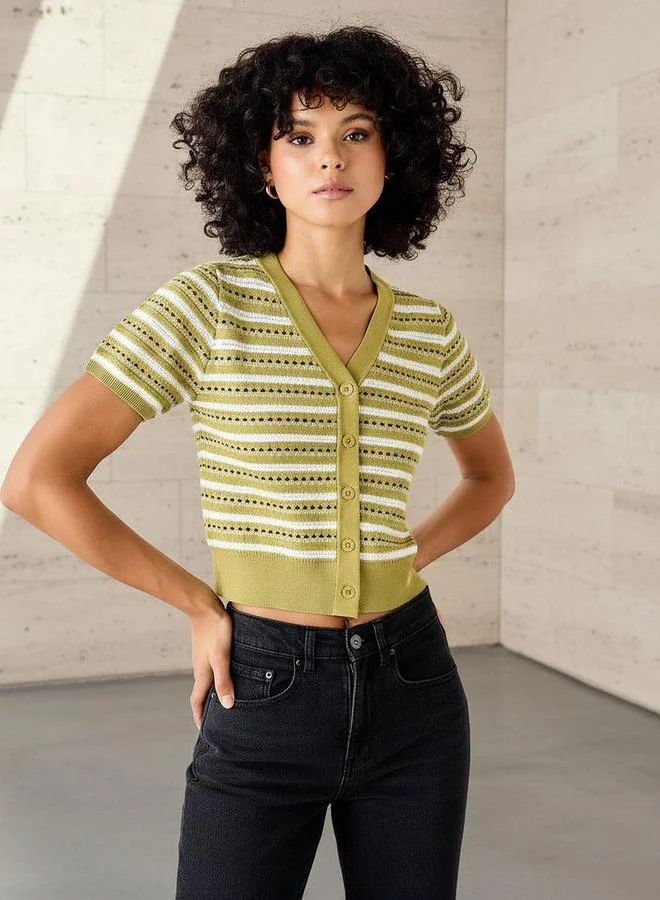 لي كوبر Lee Cooper Regular Fit Cardigan with Stripes