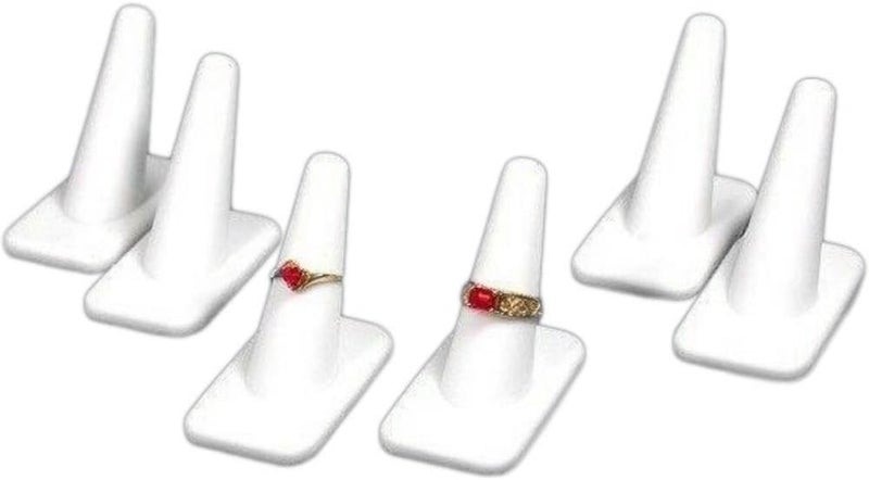 6White Rubber Ring Finger Jewelry Holder Showcase Display Stands