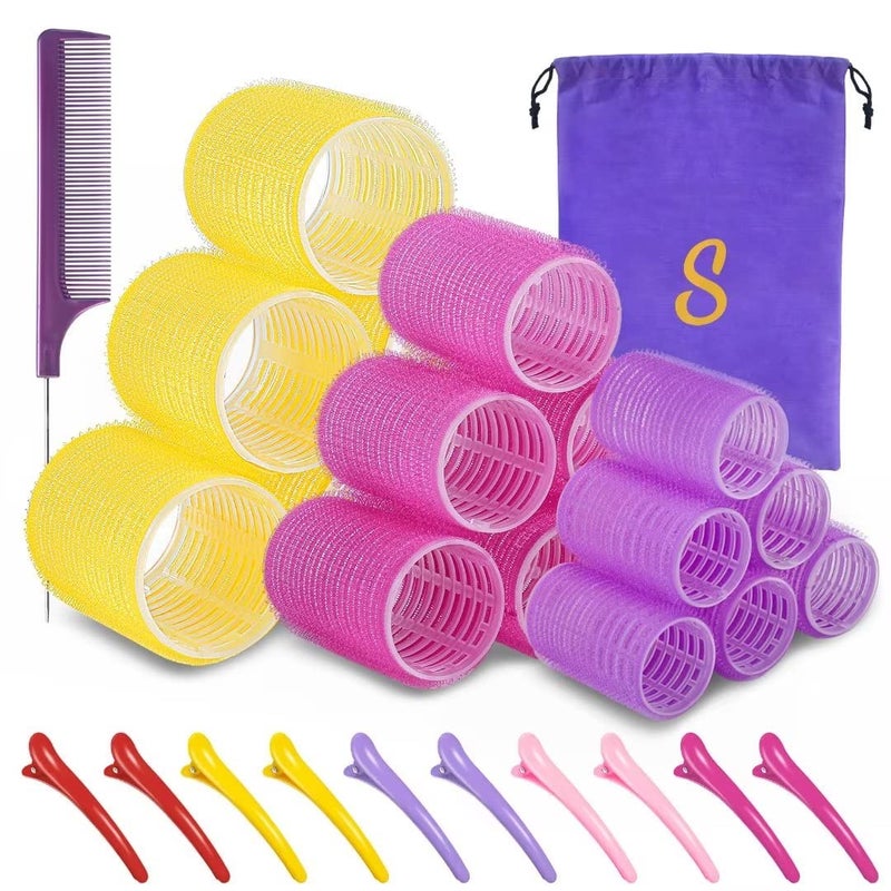 Self grip hair roller setHair roller set 18 pcsHair rollers with hair roller clips and combSalon hairdressing curlersDIY Hair Styles Sungenol 3 Sizes Hair Rollers in 1 set
