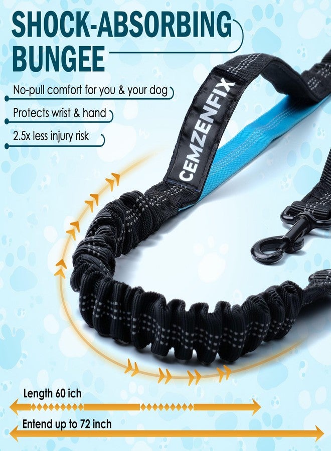 CEMZENFIX Hands Free Dog Leash for 2 Dogs – Waist Leash for Dog Walking with Dual Bungee, Reflective No Pull Design, Adjustable Belt & Pouch for Running, Hiking, Jogging - Image 2