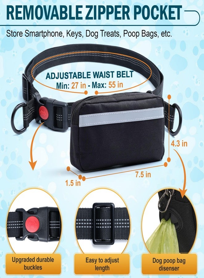 CEMZENFIX Hands Free Dog Leash for 2 Dogs – Waist Leash for Dog Walking with Dual Bungee, Reflective No Pull Design, Adjustable Belt & Pouch for Running, Hiking, Jogging - Image 5