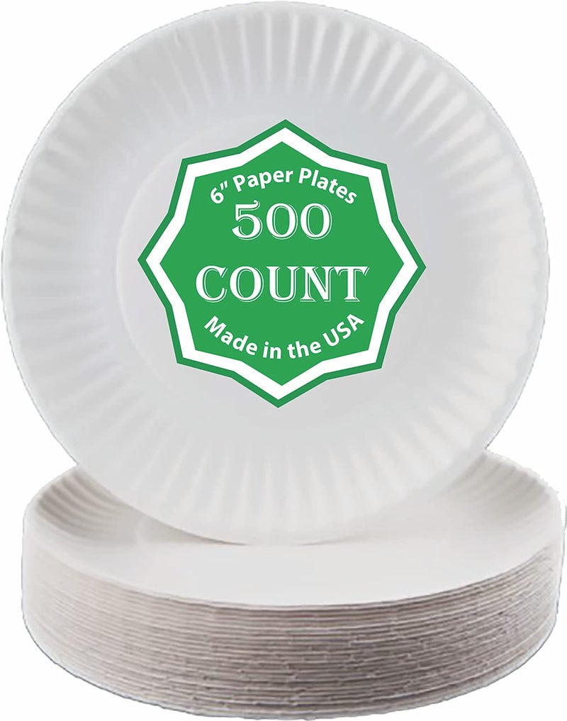 Spa Stix 6"" Disposable Paper Plate - Pack of 500ct (Model: SS-Paper Plate 6-500) - Image 1