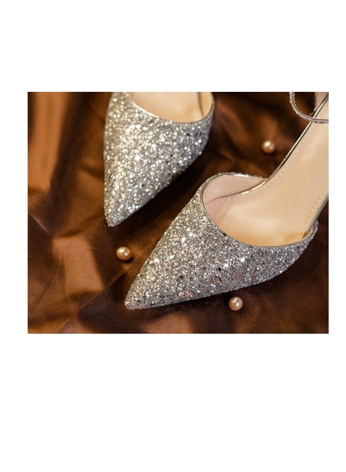 Sequin Bow Temperament High Heels  - Image 3