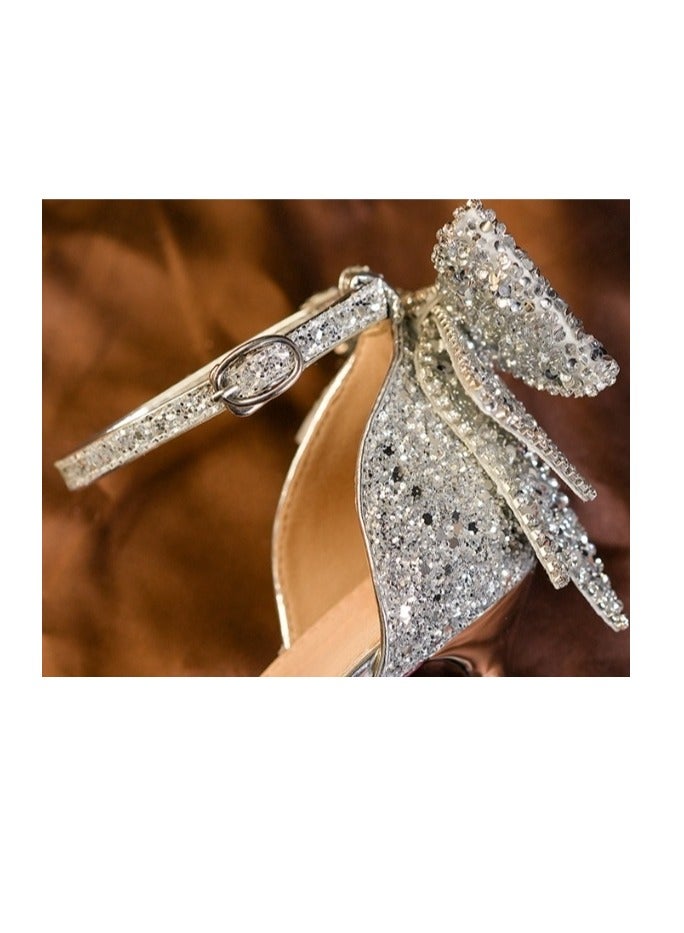 Sequin Bow Temperament High Heels  - Image 5