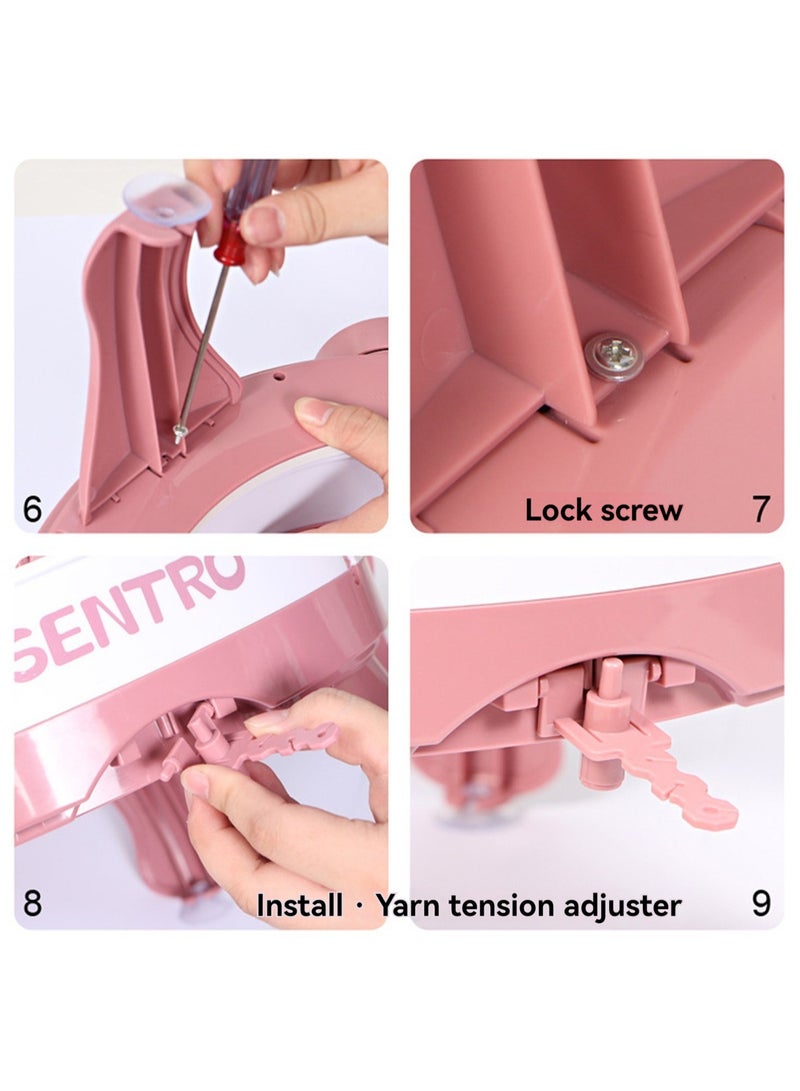 48-Needle Oversized Hand-Cranked Knitting Machine, Diy Creative Wool Hat Scarf Socks Rotary Double Knitting Machine Kit, Suitable For Adults And Children, Pink - Image 5