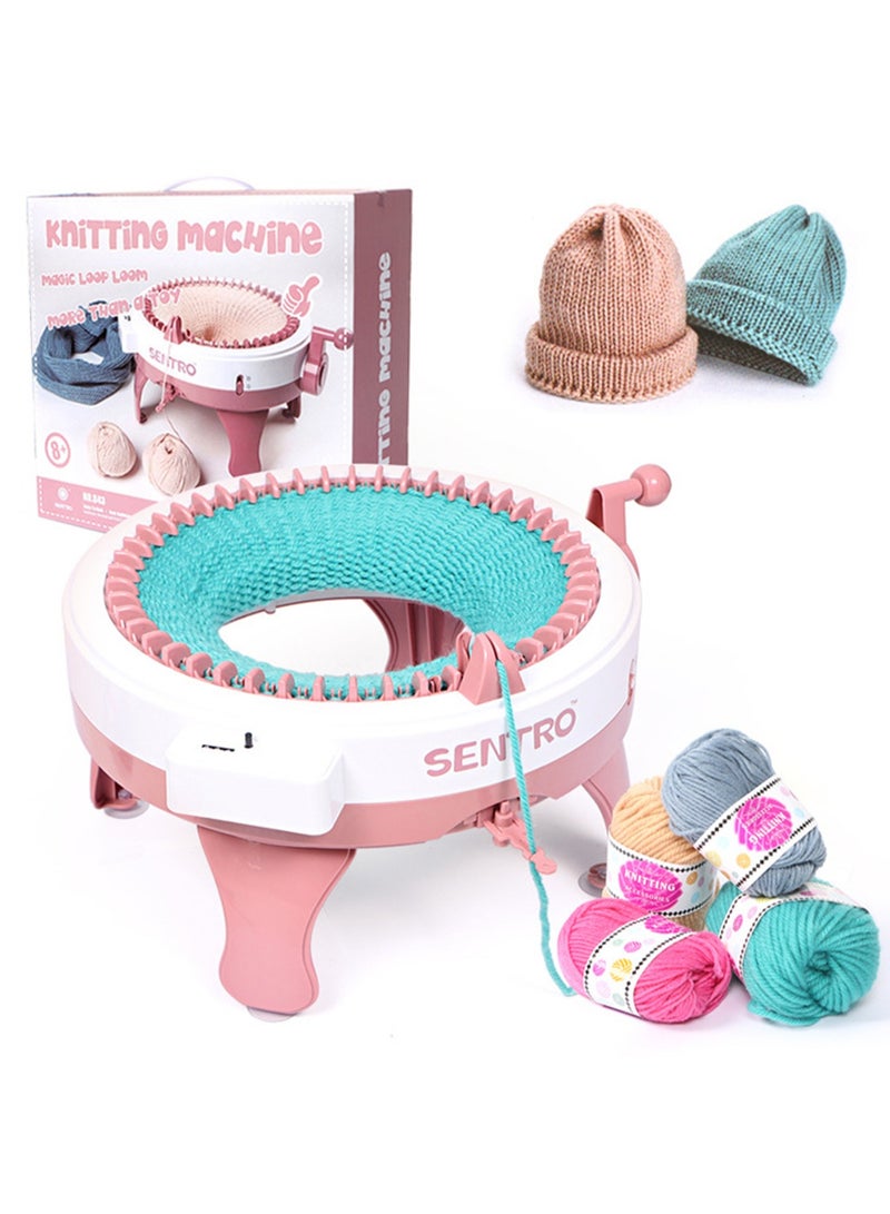 48-Needle Oversized Hand-Cranked Knitting Machine, Diy Creative Wool Hat Scarf Socks Rotary Double Knitting Machine Kit, Suitable For Adults And Children, Pink - Image 1