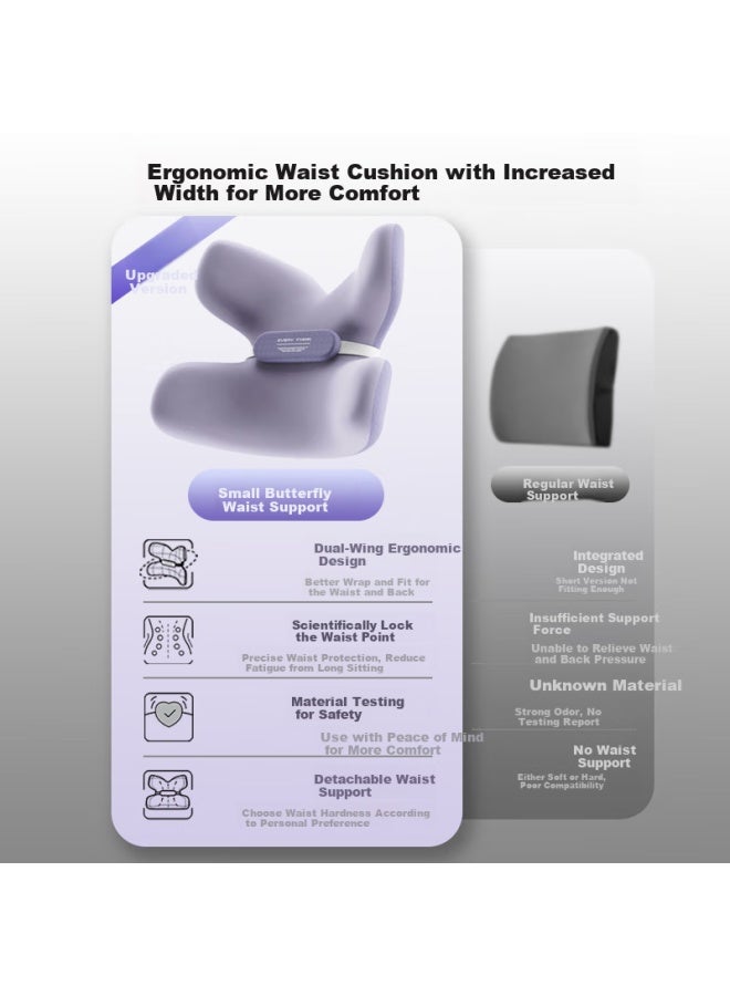 Everythink Ergonomic Lumbar Support Pillow Butterfly Backrest Office Car Student Chair Cushion Lumbar Support Lumbar Backrest Pillow - Image 2