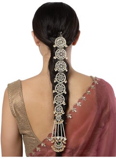 Karatcart Gold Plated Floral White Kundan Bridal Wedding Hair Braid Choti