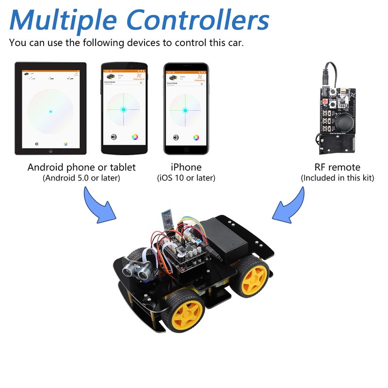 Freenove 4WD Car Kit with Remote (Compatible with Arduino IDE), Line Tracking, Obstacle Avoidance, Wireless Control App, Ultrasonic Sensor Motor Servo - Image 5