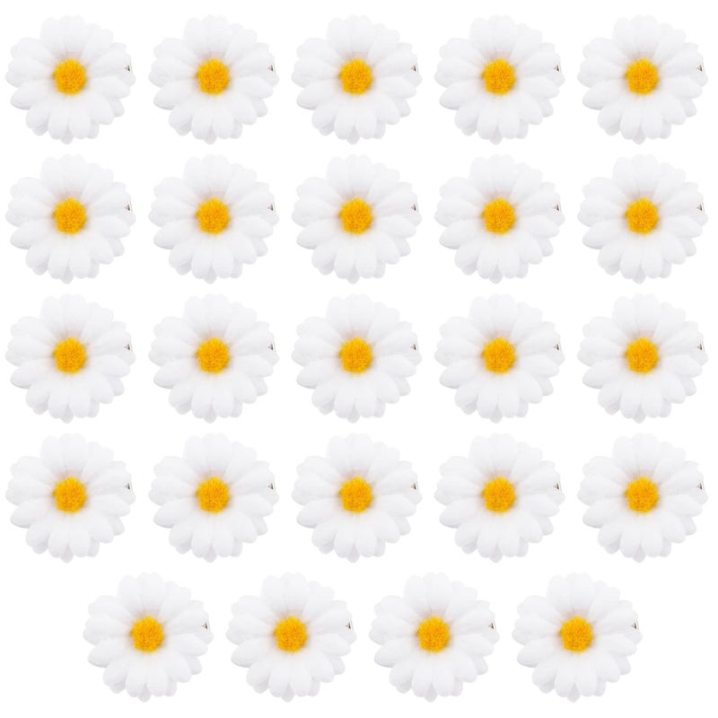 Framendino 24 Pack Daisy Hair Clips Flower Barrettes Pins for Wedding Accessories
